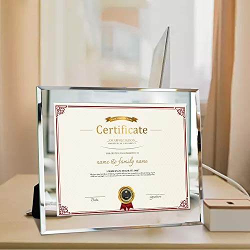 image for Dreamsyard Picture Frames 8.5x11 Mirrored Edge Glass 2pcs Document Cer