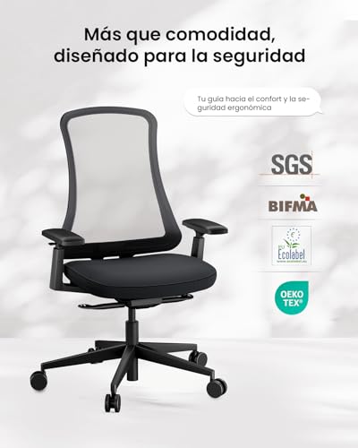 ProtoArc Ergonomic Desk Chair High Back Nylon Mesh, Incline Weight-Adaptive, Breathable Seat, Adjustable Arms, Tilt Lock (Flexer – Black)