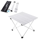 YAHILL Aluminum Folding Collapsible Camping Table Roll up 3 Size with Carrying Bag for Indoor and Outdoor Picnic, BBQ, Beach, Hiking, Travel, Fishing