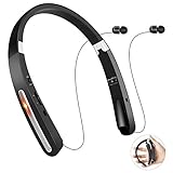 Bluetooth Headphones, TOCGAMT Wireless Retractable Foldable Neckband V4.1 (KKY-992) HD Stereo Sport Travel, Support iPhone,Samsung Galaxy Series, Android Other Bluetooth-Enabled Devices-B (Black)