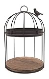 Birdcage Style Brown Metal Hanging Planter Display Rack with Wood Base
