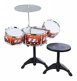 Happy GiftMart Jazz Drum Set With Chair - Music Toy Instrument For Kids - 7 Pc Multi Color Medium