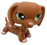 Dachshund #556 (Brown, Heart on Butt, Green Eyes) Littlest Pet Shop (Retired) Collector Toy - LPS Collectible Replacement Single Figure - Loose (OOP Out of Package & Print)