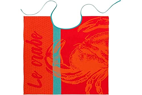 Bavoir en Jacquard Pur Coton, Crabe, Orange, 50x75