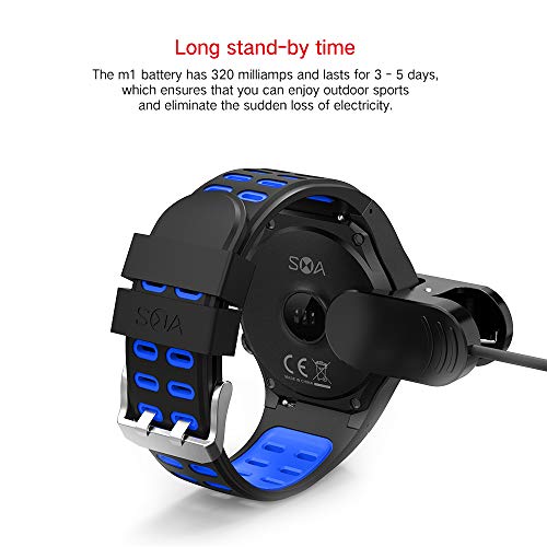 SMA-M1 GPS Sport Smart Watch Activity Tracker Fitness Watches for Men Heart Rate Monitor Smart Watch Sleep Monitoring Smartwatch for Android and iOS (Blue)
