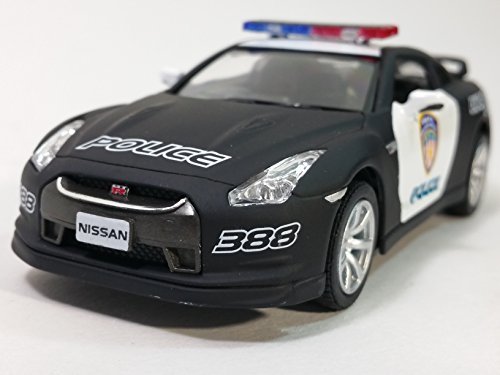 Kinsmart 2009 Nissan GT-R Black & White Police Squad Car 1/36 Scale Diecast Interceptor