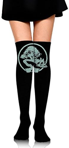 WRE8577 Women's Knee High Sport Long Sock Bonsai Tree For Walking Sport Long Stockings