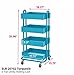 ECR4Kids 4-Tier Metal Rolling Utility Cart - Heavy Duty Mobile Storage Organizer, Turquoise