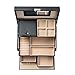 Black Jewelry Box Lockable Mirrored Storage Organizer Travel Case Faux Leather and Beige Velvet