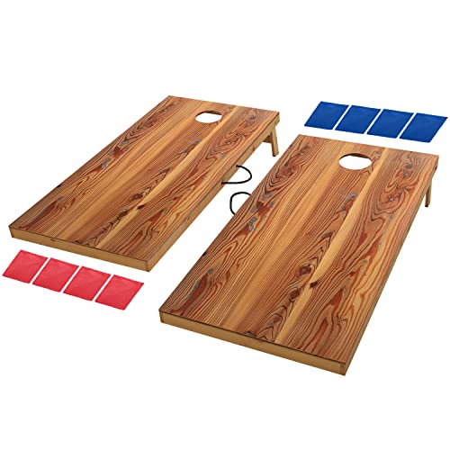 UKASE Solid Wood Cornhole Set Portable Bean Bags Toss Game Regulation