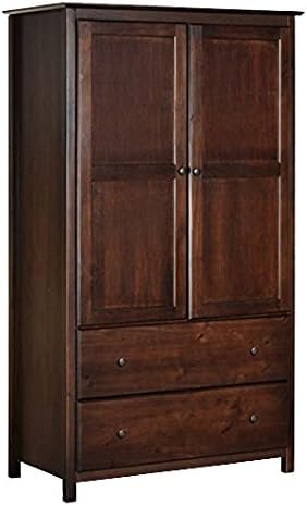 Cherry Finish Solid Pine Wood Shaker Furniture Armoire