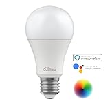Nephelae Smart Wi-Fi LED Bulb,Multicolored Home Light,Dimmable,Tunable Warm White & Color,No Hub Required,Remote Control,Compatible with Alexa and Google Assistant,60W Equivalent(7W)