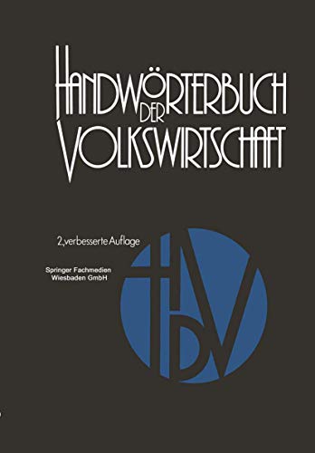 Handwörterbuch der Volkswirtschaft (German Edition)