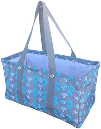 Carryall Wireframe Large All Purpose Utility Tote (Grey Seahorse/Seashells)