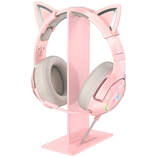 ONIKUMA Pink Headphone Stand, Gaming Headset Holder Hanger with Stable Base  for ONIKUMA K9 Cat Ear Headphone(N