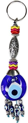 Blue Evil Eye (Nazar Boncuk) Key Ring Blessing Protection Religious Charm Birthday Blessing Congratulatory Gift Hamsa (Medium, Rio Sleves)