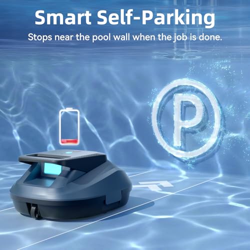 (2026 New) Pondee X2 Robotic Pool Vacuum, Cordless Pool Cleaner with 200-Min Runtime, Auto-Parking, 3.3h Fast Charging, for Above-Ground & Flat-Bottom Inground Pools up to 1290 sq.ft, Blue
