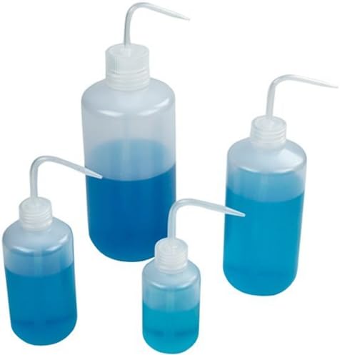 KOKEE LDPE Economy Wash Bottle Safety Wash Bottle Group, Narrow Mouth, 150ml, 250ml, 500ml,1000ml 4 in 1, White