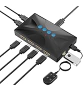 Rybozen HDMI KVM Switch 4 Ports for 4 Computers Share One 4K HD Monitor and 3 USB Devices Keyboar...