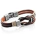 Urban Jewelry Dark Brown Leather Nautical Knot Bracelet for Him and Her 8 inch (Secure New Clasp)