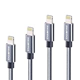 Lightning Cable iPhone , ENACFIRE iPhone Charger Cable 4 Pack (1ft 3ft 6ft 6ft ) Nylon Braided 8 pin Charging Cord for iPhone X / 8 / 8 Plus / 7 / 7 Plus / 6 / 6 Plus / 5S, iPad iPod (Gray)