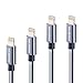 Lightning Cable iPhone , ENACFIRE iPhone Charger Cable 4 Pack (1ft 3ft 6ft 6ft ) Nylon Braided 8 pin Charging Cord for iPhone X / 8 / 8 Plus / 7 / 7 Plus / 6 / 6 Plus / 5S, iPad iPod (Gray)