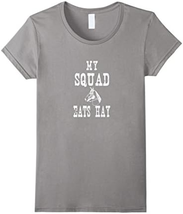 Women's My Squad Eats Hay Horse T-Shirt Medium Slate