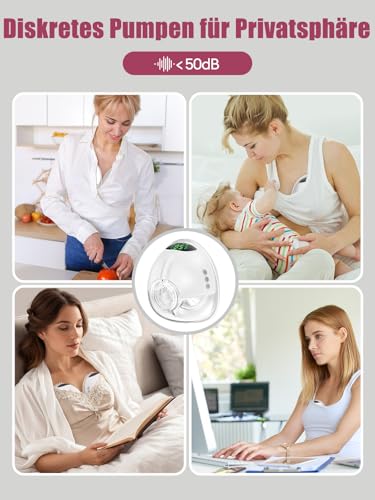 Lulia Tiralatte Elettrico Indossabile LU05, 4 Modalità e 9 Livelli, 350mmHg Forte Aspirazione Confortabile, Funzione di Memoria, senza BPA, con Flange 17/19/21/24MM (1 Pezzi)