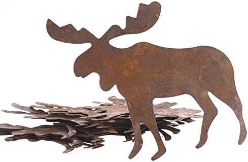 Factory Direct Craft Package of Flat Back Rusted Tin Moose Cutouts for Indoor or Outdoor Decor - 12 Cutouts