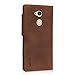 kalibri Wallet Case for Sony Xperia XA2 Ultra - Genuine Leather Book Style Protective Cover with Card Slot - Brown