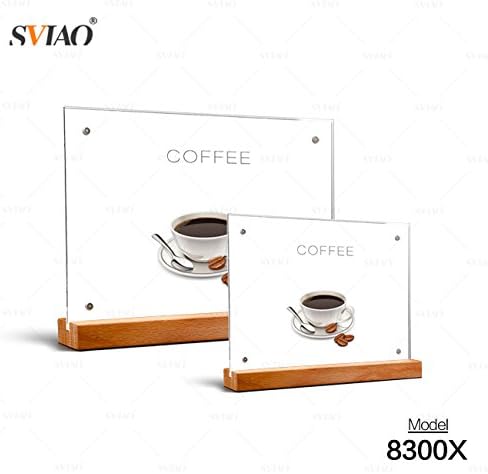 A5 148 * 210 mm Horizontal Type Acrylic Table Wood Sign Holder Frame Display Stand