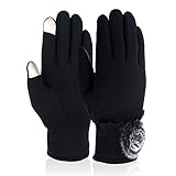Mydeal Womens Fashion Winter Gloves Texting Gloves Touch Screen Gloves Mittens Thick Warm Mittens Cold Weather Gloves - Black