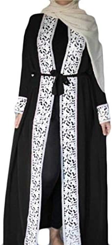 Krere Women Muslim Loose Cardigan Long Sleeve Saudi Arab Abaya Gown Dress