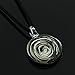 CHUVORA Hand Blown Glass Black White Circular Rose Flower Round Pendant Necklace, 18 inches