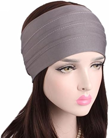 Whgo Women Ladies Sports Yoga Head Warp Hair Band Wide Elastic Headband (Gray)