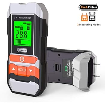[Upgrade] Wood Moisture Meter, Dr.meter 2 in 1 Pin & Pinless Multifunctional Firewood/Wall/Building/Furniture Humidity Water Detector, Pin-type & Scanner Wood Moisture Tester
