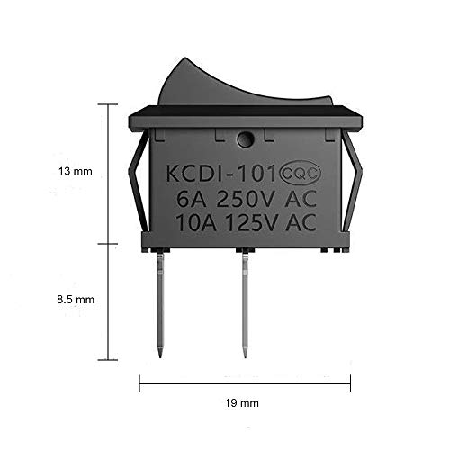 12 Pcs SPST Snap-in ON-Off 2 Pin Snap Rocker Boat Switch Black AC 250V 6A 125V 10A for Car Auto Boat Household Appliances by MXRS - Thumbnail 2