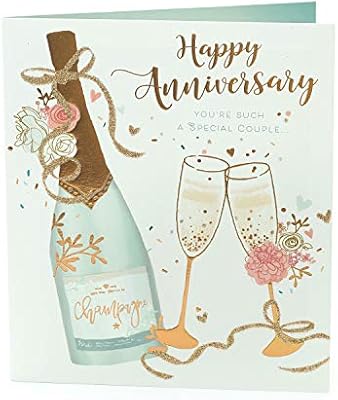 Amazon Com Wedding Anniversary Card Couples Anniversary Card For A Special Couple Champagne Gold Foil Design Office Products