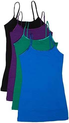 4 Pack Active Basic Women's Basic Tank Top (1X,Purple/Blue/Green/Black)