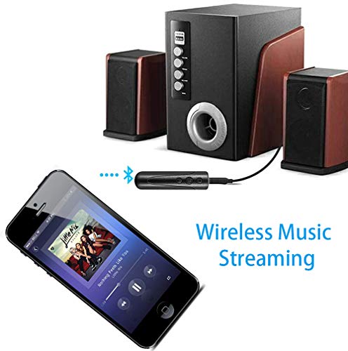 Bluetooth Receiver V4.2, Portable Wireless Bluetooth Car Aux Adapter & Hands-Free Car Kits Audio Bluetooth Receiver for Speakers, Earphone, Car, Home Stereo Music Streaming Sound System 3.5 mm (Black)