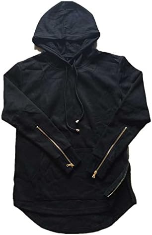 ONCEGALA Men's Hipster Hip Hop Long Sleeve T Shirt Pullover Longline Hooded Hoodie Sweatshirt