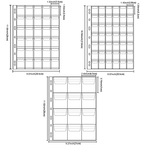 15 Sheets Plastic Coin Pocket Pages 5 Sizes Standard 9Hole Coin Money
