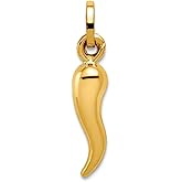 JewelryWeb 14k Yellow Gold Polished Hollow Italian Horn Charm 20x5mm Wide Pendant Necklace for Women