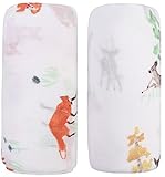 Bamboo Muslin Swaddle Blankets - 2 Pack Fox & Elk - Softest Baby Receiving Blankets Baby Shower Gifts for Boys and Girls by Little Jump (Fox & Elk)