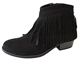 Refresh Women's Tildon-05 Suede Fringe Western Cowgirl Boho Ankle Boot