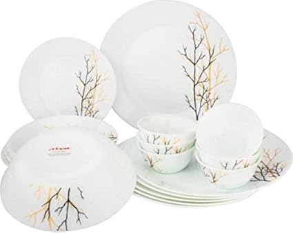 Diva Ivory Golden Fall Dinner Set, 27-Pieces, White/Golden/Black