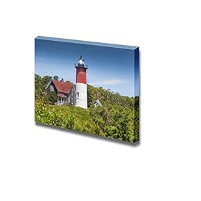 Canvas Prints Wall Art - Truro Lighthouse/Highland Light on Cape Cod, MA USA | Modern Wall Decor/Home Decoration Stretched Gallery Canvas Wrap Giclee Print & Ready to Hang - 12" x 18"