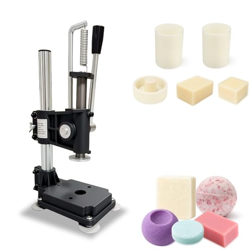 Photo 1 of Heavy Duty Cast Iron Bath Salt Press Machine with Suction Cup - Adjustable Height, 5 ABS Molds (Cube, Sphere, Rectangle, Concave, Tablet) - Easy Demolding for DIY Bath Bombs & Salt Blocks