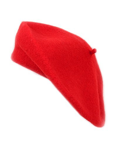 Nollia French Wool Beret Hat for Women in Solid Colors - Red