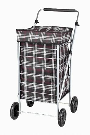 1980s – 1990s Blue Tartan Shopping Trolley On Wheels – Number